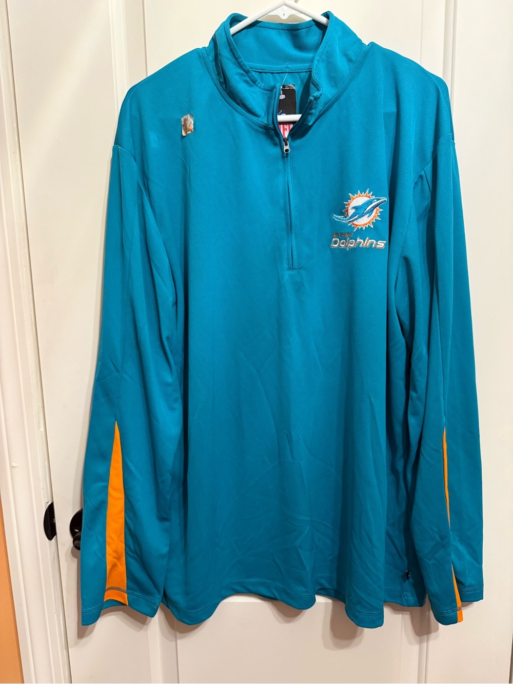 NFL Teal & Orange Miami Dolphins 1/4 Zip Performance Long Sleeve